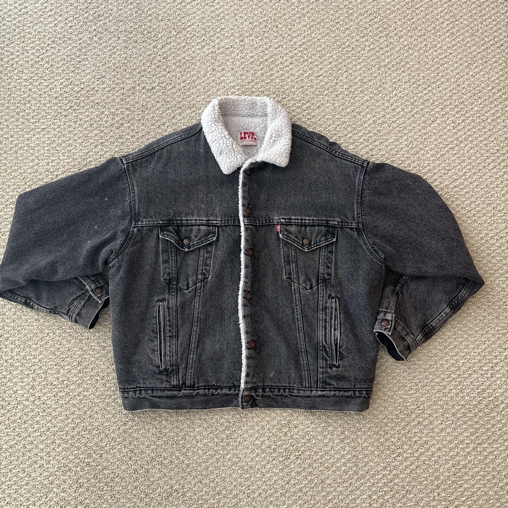 Vintage Levi's Black Denim Sherpa Jacket